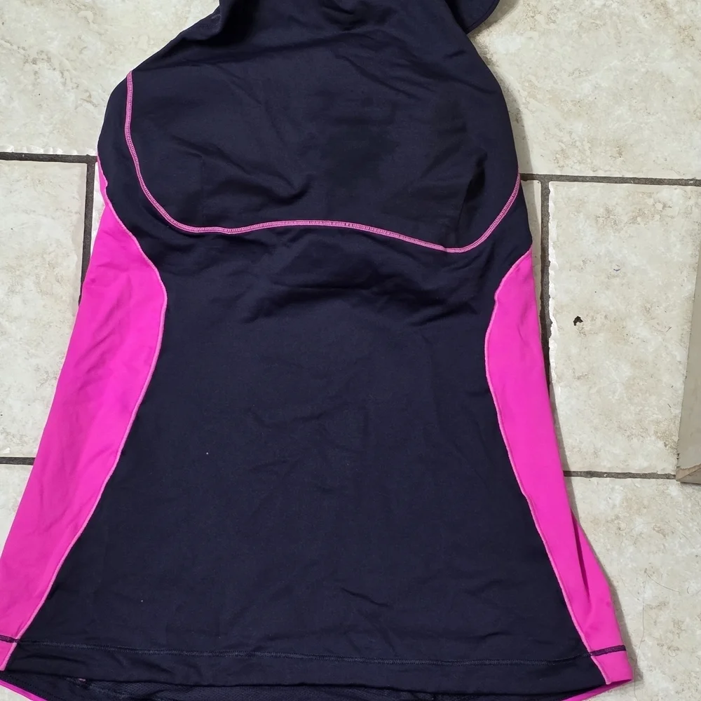 Lululemon Athletica Dark Blue and Bright Pink Tank Top